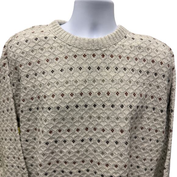 VTG St John’s Bay Sweater L Tall Ivory Thick Grandpa Cotton Pullover Crew Neck - Picture 1 of 4